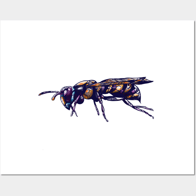 Wasp Bee Insect Illustration Wall Art by JuicyCreations